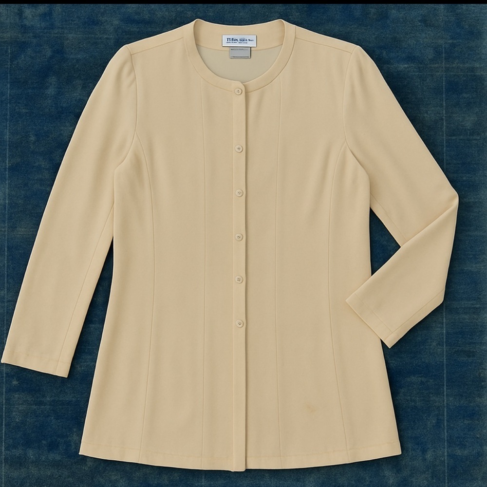 Vintage Worth New York Longline Jacket Blouse L Yellow Old Money Quiet Luxury